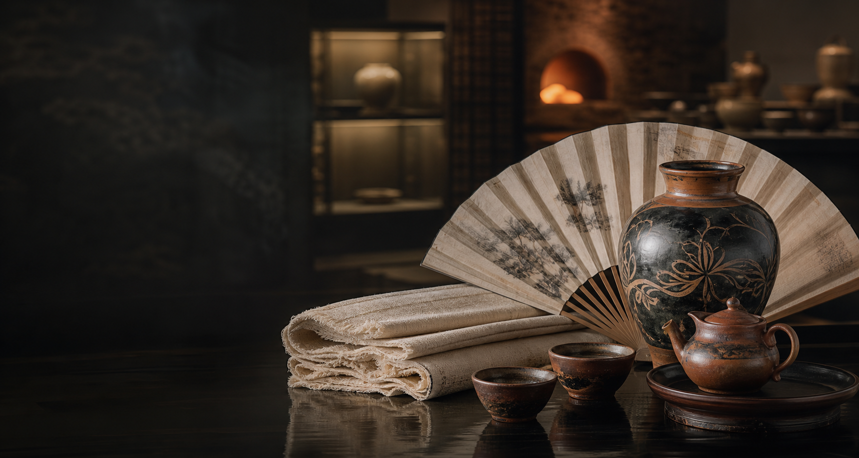 陶器、夏布与折扇组合成的荣昌非遗主视觉